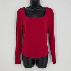 Unbranded Womens Long Sleeve Square Neck Top Red Rayon Blend Size M